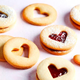 Linzer cookies with heart cutouts